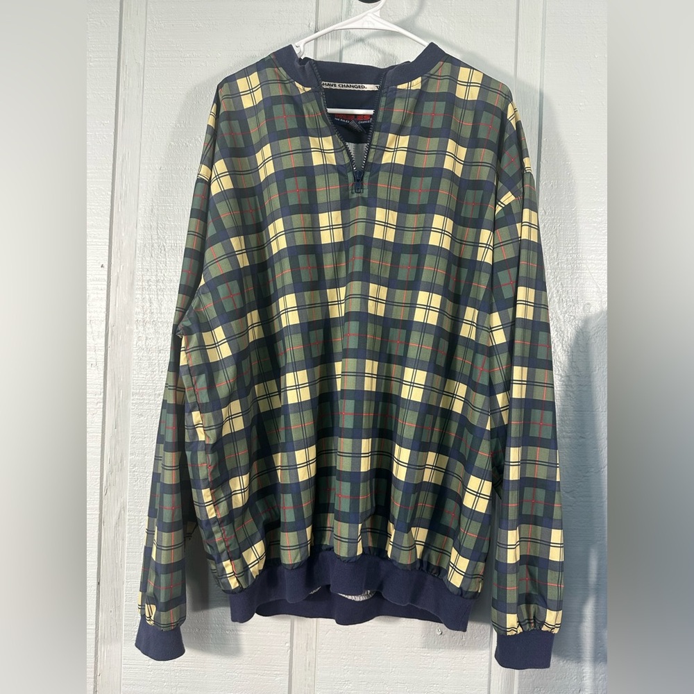 Pivot Rules Vtg 90s Streetwear Half Zip Pullover Plaid Windbreaker Size XL EUC